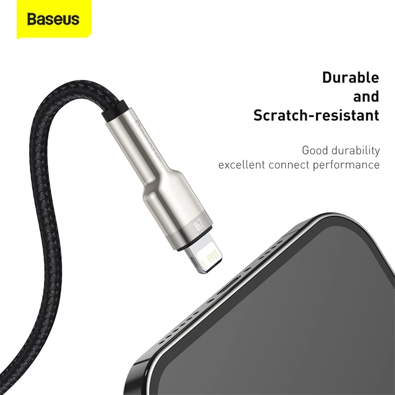 BASEUS Fast Charge Cafule Data Transfer kabel - USB Type-A do Lightning - 480Mbps (2.4A PD) - 1m - Czarny