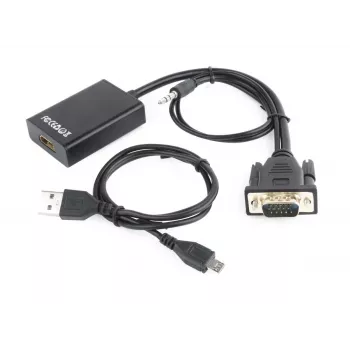 adapter kablowya GEMBIRD VGA na HDMI, zasilany przez USB 15 cm - czarny