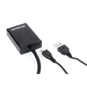 adapter kablowya GEMBIRD VGA na HDMI, zasilany przez USB 15 cm - czarny