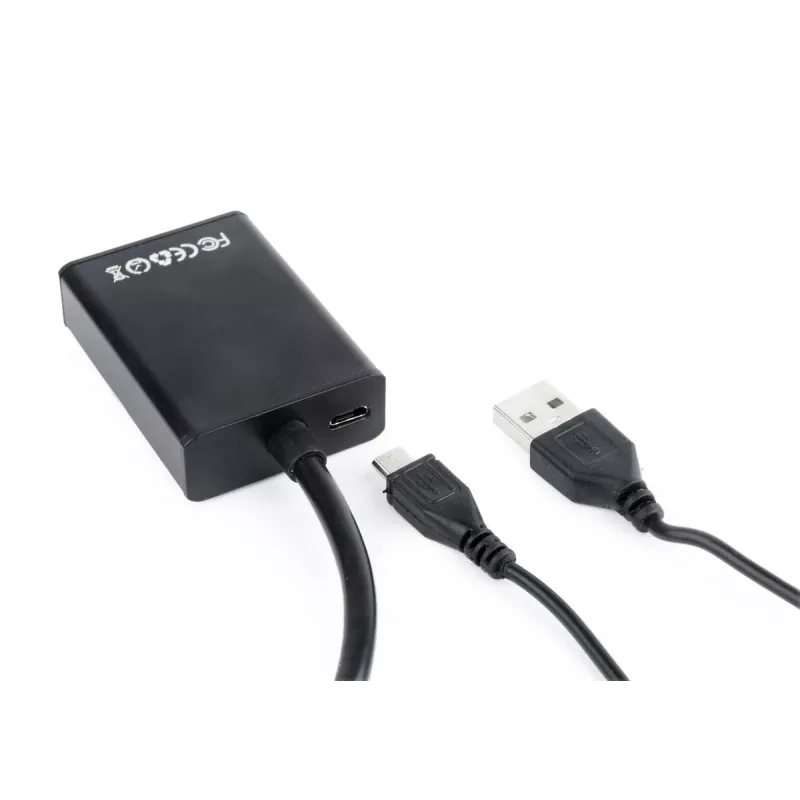 adapter kablowya GEMBIRD VGA na HDMI, zasilany przez USB 15 cm - czarny