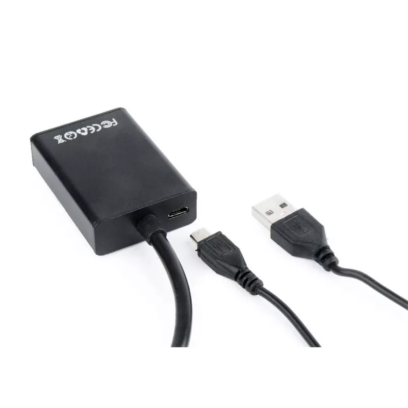 adapter kablowya GEMBIRD VGA na HDMI, zasilany przez USB 15 cm - czarny