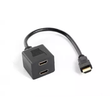 Rozdzielacz wideo HDMI LANBERG AD-0019-BK — 2 wyjścia HDMI, Full HD 1920x1080, kabel 0,2 m, czarny