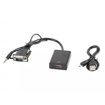 LANBERG adapter kablowy Wideo HDMI Typ A (standard) VGA (d-sub) 0,2m Czarny