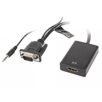 LANBERG adapter kablowy Wideo HDMI Typ A (standard) VGA (d-sub) 0,2m Czarny