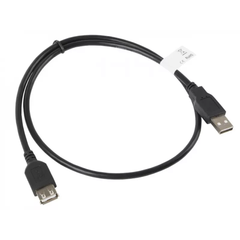 Kabel USB A na USB A LANBERG CA-USBE-10CC-0007-BK, USB 2.0, 0.7 m, czarny