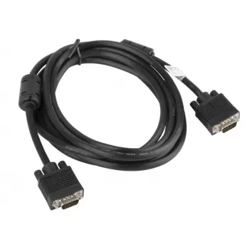 Kabel LANBERG VGA M/m z podwójnym ekranowaniem, filtrem ferrytowym, 3 m, czarny