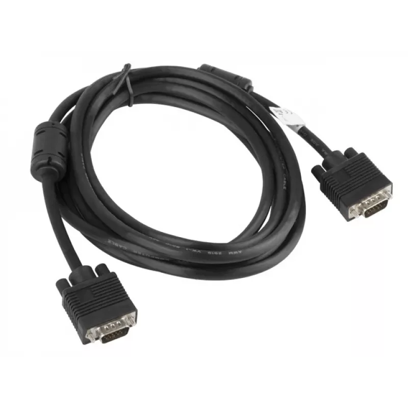 Kabel LANBERG VGA M/m z podwójnym ekranowaniem, filtrem ferrytowym, 3 m, czarny