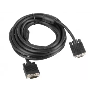 Kabel VGA LANBERG CA-VGAC-10CC-0050-B, 5 m, męski na męski, płaszcz PVC, rdzeń ferrytowy, czarny