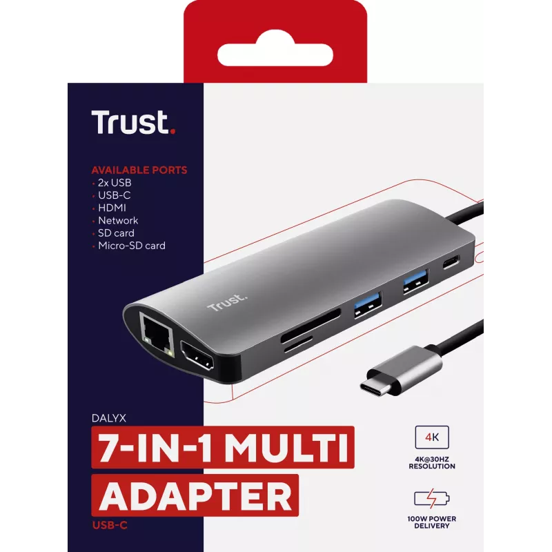 Karty interfejsu/adapter Trust Dalyx Wewnętrzny HDMI, RJ-45, USB 3.2 Gen 1 (3.1 Gen 1)