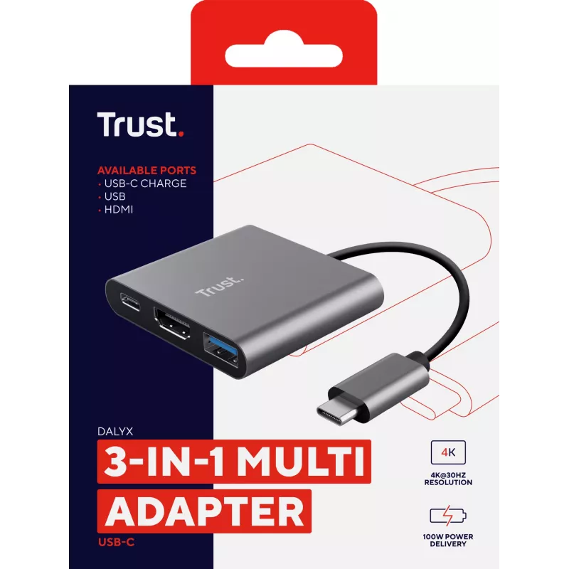 Trust Dalyx USB 3.2 Gen 1 (3.1 Gen 1) Type-C Aluminium, Czarny