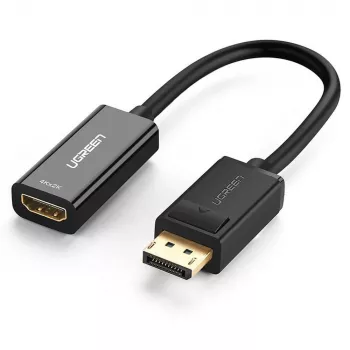 Adapter kabla wideo UGREEN DisplayPort (męski) na HDMI (żeński) 0,25 m, pozłacane styki, obsługa 1080p