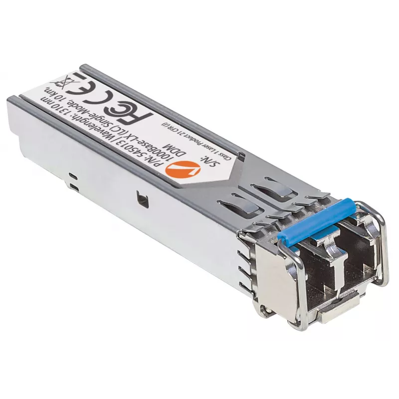 Moduł nadawczo-odbiorczy Intellinet optyczny, gigabitowy światłowodowy SFP, 1000Base-Lx (LC) port jednomodowy, 10 km, długość fali 1310 nm, zgodny z MSA, odpowiednik Cisco GLC-LH-SM, Ethernet, światłowód, trzyletnia gwarancja
