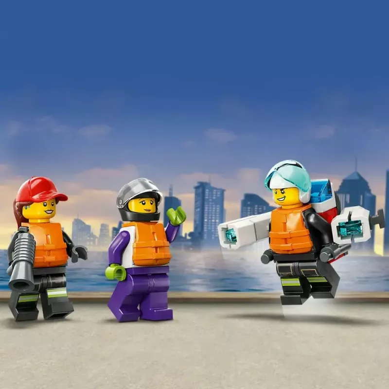 Zestaw LEGO Łódź Ratowniczo-Gaśnicza 60373 — seria City, 144 elementy, 3 minifigurki, wiek 5+, wymiary 80×230×70 mm