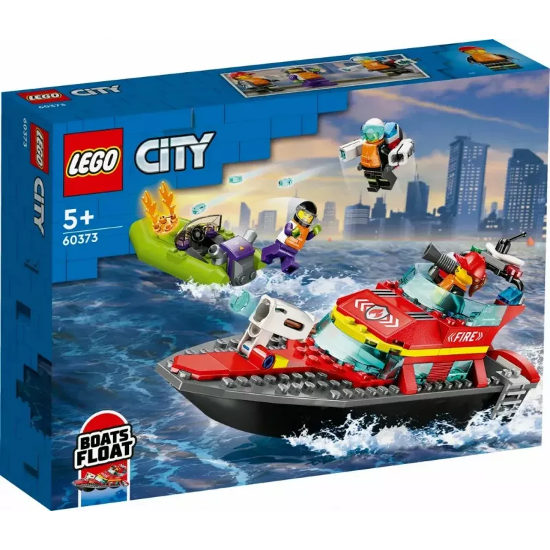 Zestaw LEGO Łódź Ratowniczo-Gaśnicza 60373 — seria City, 144 elementy, 3 minifigurki, wiek 5+, wymiary 80×230×70 mm