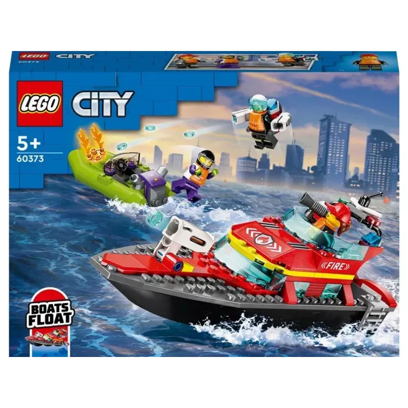 Zestaw LEGO Łódź Ratowniczo-Gaśnicza 60373 — seria City, 144 elementy, 3 minifigurki, wiek 5+, wymiary 80×230×70 mm