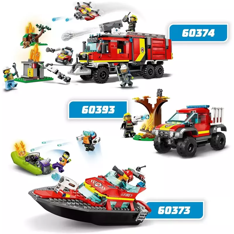 Zestaw LEGO Łódź Ratowniczo-Gaśnicza 60373 — seria City, 144 elementy, 3 minifigurki, wiek 5+, wymiary 80×230×70 mm