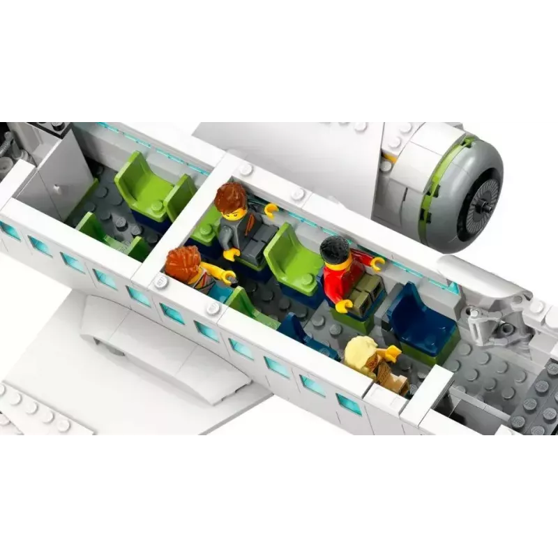 LEGO Zestaw konstrukcyjny Samolot pasażerski 60367 — seria City, 913 elementów, 2 minifigurki, szczegółowe wnętrze