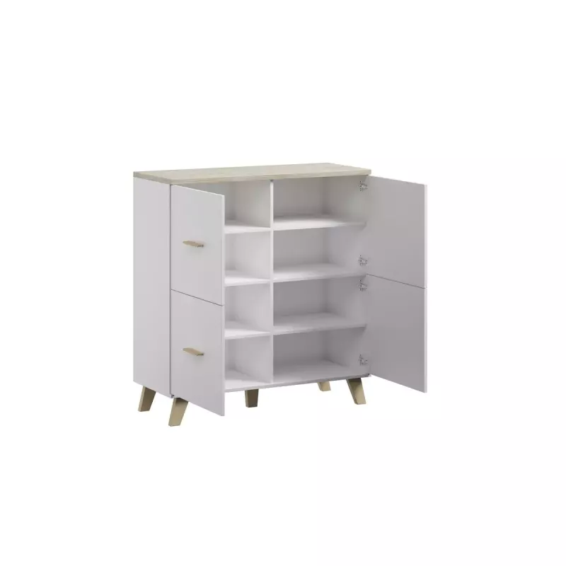 Sideboard cama meble LOTTA 110 4D — 4 drzwi, 6 półek, dąb Sonoma, 1100×540×1190 mm