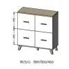 Sideboard cama meble LOTTA 110 4D — 4 drzwi, 6 półek, dąb Sonoma, 1100×540×1190 mm