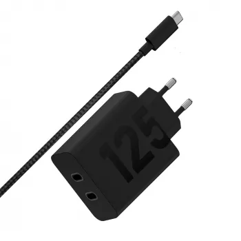 Motorola TurboPower 125W Duo Charger Uniwersalna Czarna Ładowarka AC do szybkiego ładowania Wewnętrzna