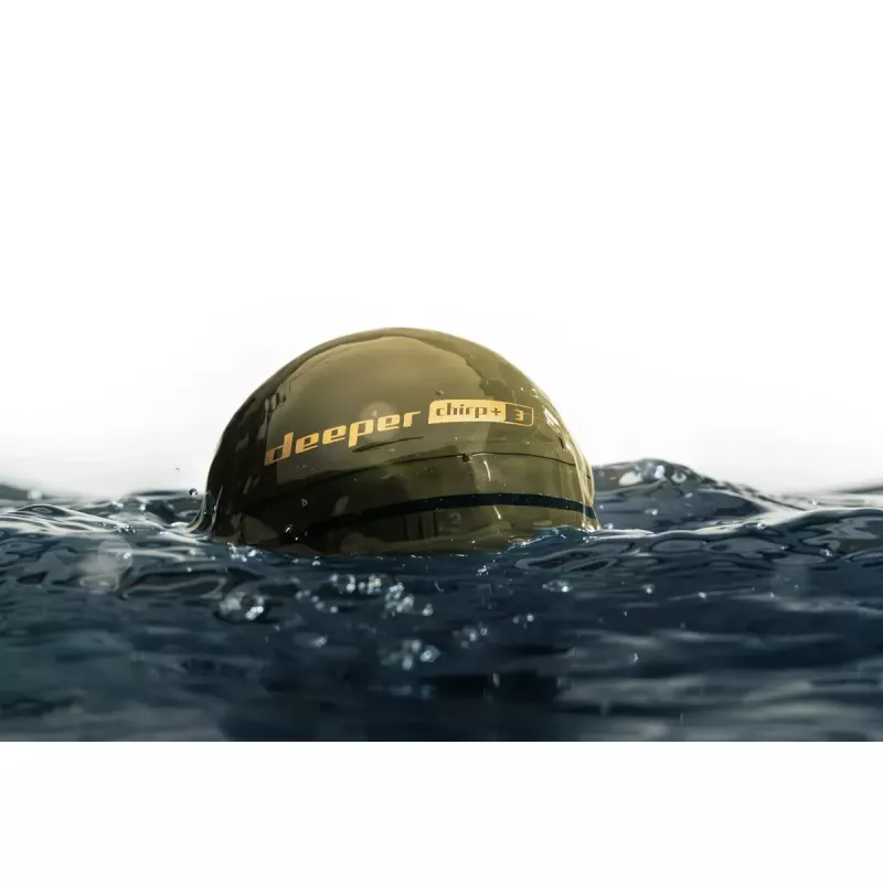 Przenośny echosonda deeper Smart Sonar CHIRP+3 Wi‑Fi — zarzucany echosonda bezprzewodowy, maks. głębokość 100 m, kąty stożka 47°/20°/7°, Wi‑Fi, GPS/GLONASS