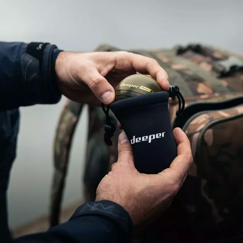 Przenośny echosonda deeper Smart Sonar CHIRP+3 Wi‑Fi — zarzucany echosonda bezprzewodowy, maks. głębokość 100 m, kąty stożka 47°/20°/7°, Wi‑Fi, GPS/GLONASS
