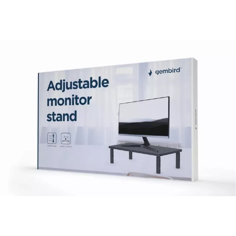 Wolnostojący uchwyt do monitora na biurko GEMBIRD MS-TABLE-01 — pojedynczy wyświetlacz, udźwig 20 kg, czarny, ręczna regulacja wysokości 100–140 mm