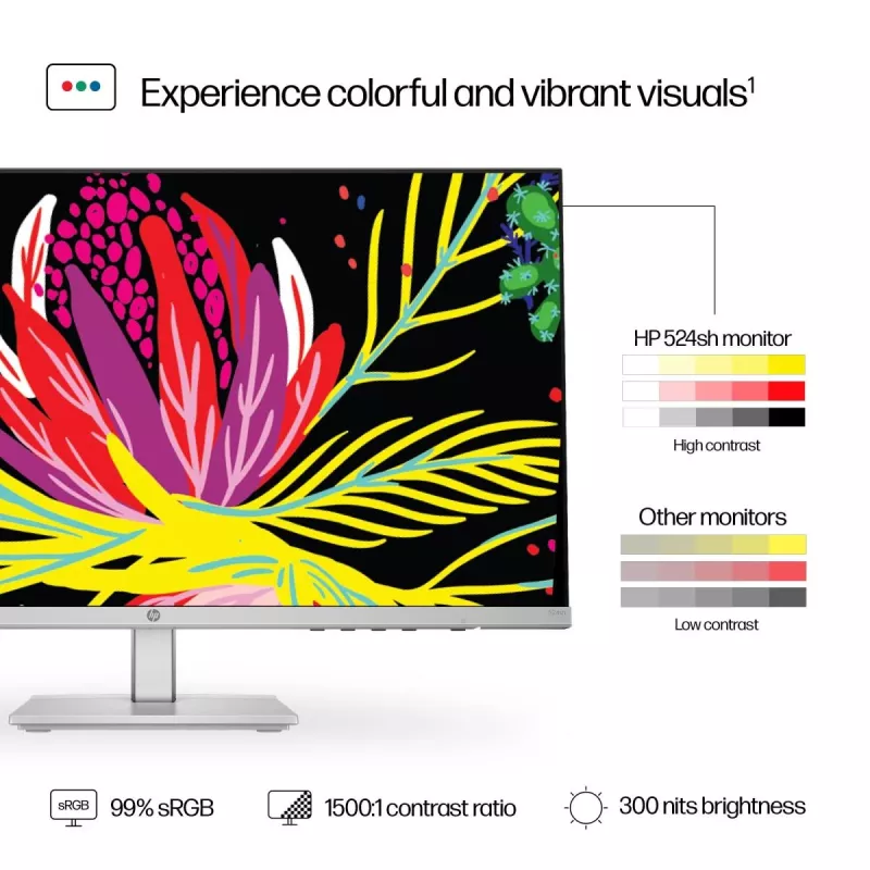 Monitor biurkowy HP - Seria 5 524sh - 24 cale - 1920x1080 (FHD) - IPS - Regulacja wysokości