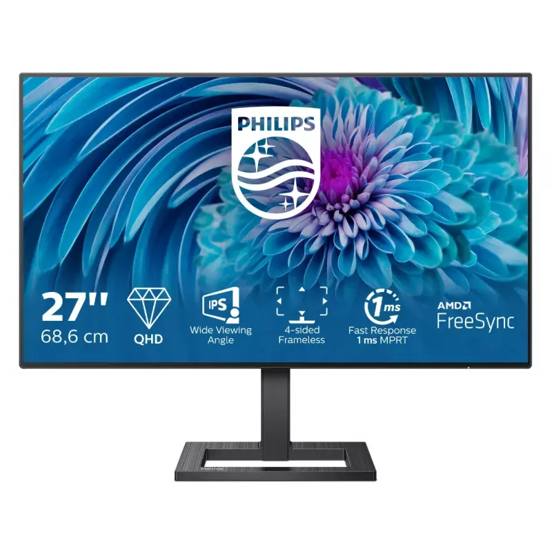 Philips E Line 275E2FAE/00 monitor komputerowy 68.6 cm (27 cali) 2560 x 1440 pikseli Quad HD LED Czarny