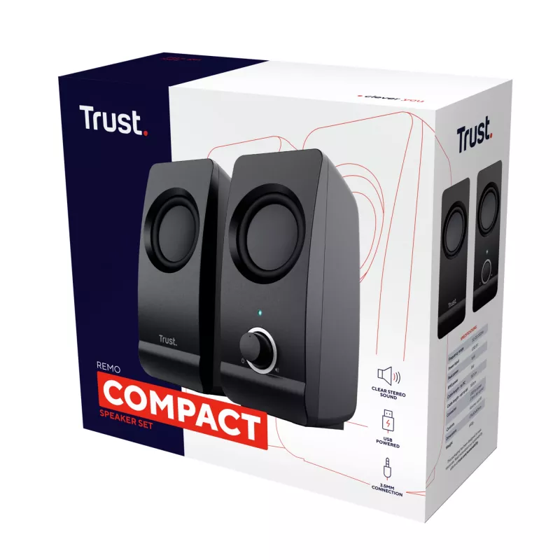 Trust Remo 2.0 1-drożne Czarne Przewodowe 8 W