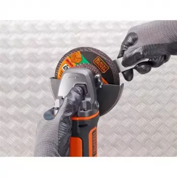 Szlifierka kątowa Czarny & Decker BCG720N — akumulatorowa 18V Li-Ion, tarcza 12,5 cm, do 8600 obr./min, 3 pozycje rękojeści