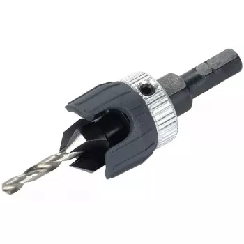 Nakrętka do wkrętów Wolfcraft 2544000, trzpień sześciokątny, stal narzędziowa, do metali nieżelaznych, pogłębienie 90°, w zestawie klucz imbusowy