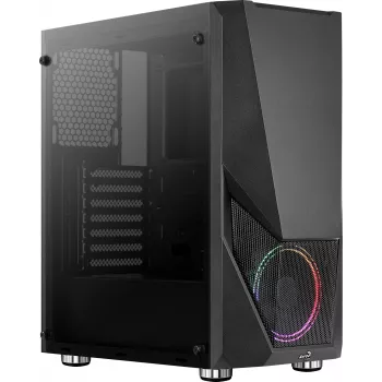 Obudowa PC AEROCOOL Zauron Midi Tower Czarna — Midi Tower, okno boczne, obsługa ATX/microATX/Mini-ITX, maks. GPU 32,5 cm, wysokość chłodzenia CPU 166 mm, 2x wnęka 3,5 cala, 4x wnęka 2,5 cala