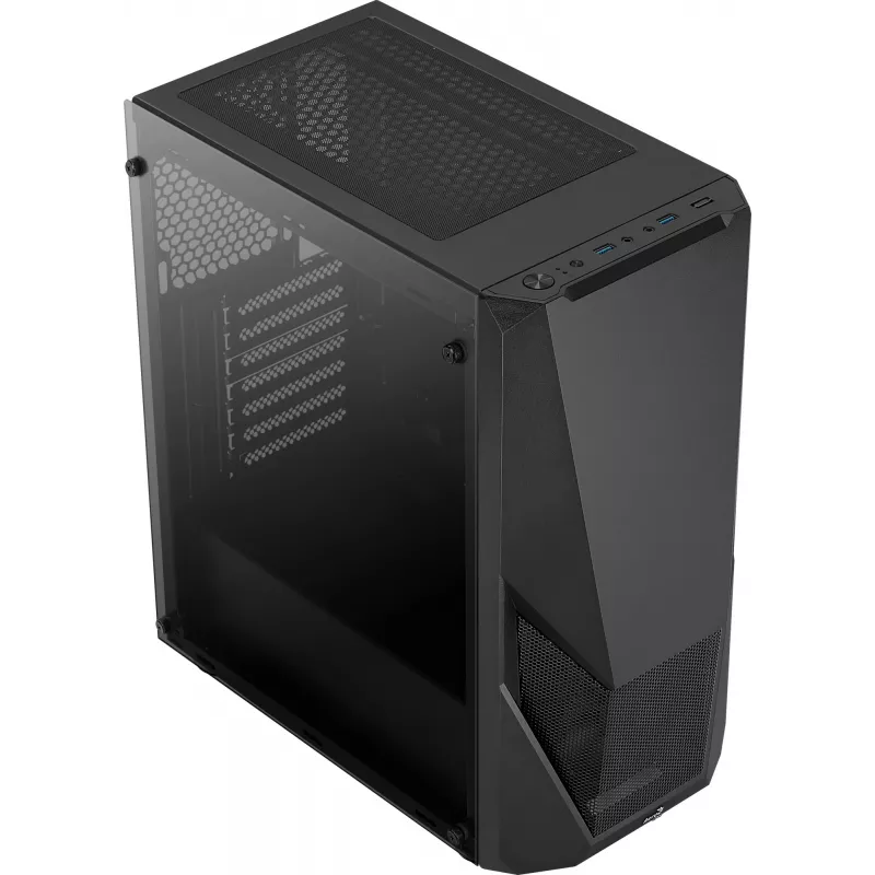 Obudowa PC AEROCOOL Zauron Midi Tower Czarna — Midi Tower, okno boczne, obsługa ATX/microATX/Mini-ITX, maks. GPU 32,5 cm, wysokość chłodzenia CPU 166 mm, 2x wnęka 3,5 cala, 4x wnęka 2,5 cala