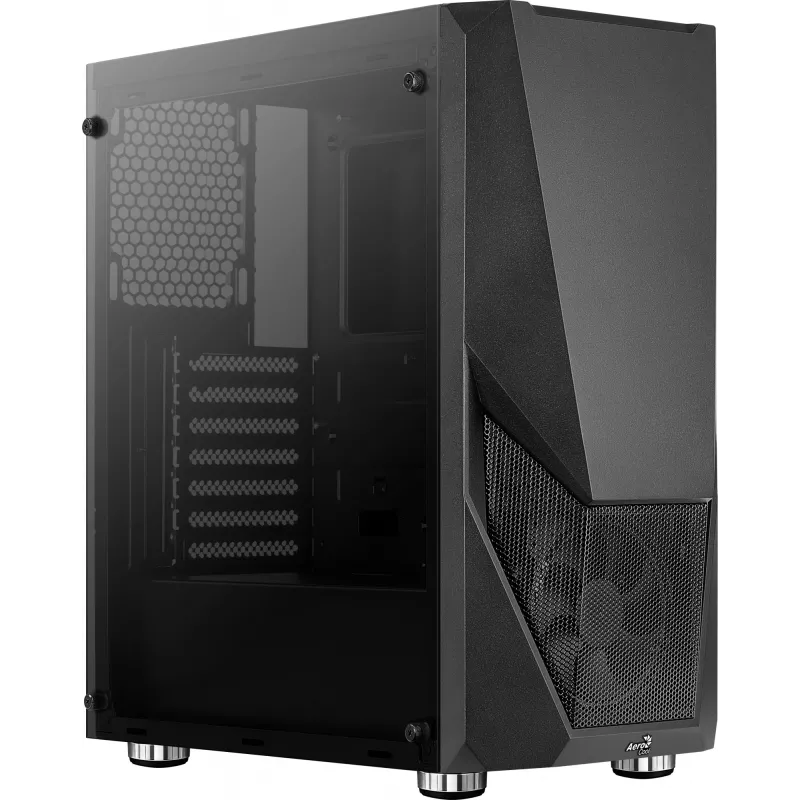 Obudowa PC AEROCOOL Zauron Midi Tower Czarna — Midi Tower, okno boczne, obsługa ATX/microATX/Mini-ITX, maks. GPU 32,5 cm, wysokość chłodzenia CPU 166 mm, 2x wnęka 3,5 cala, 4x wnęka 2,5 cala