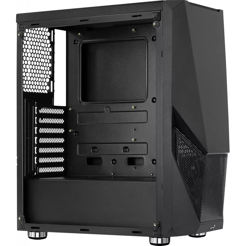 Obudowa PC AEROCOOL Zauron Midi Tower Czarna — Midi Tower, okno boczne, obsługa ATX/microATX/Mini-ITX, maks. GPU 32,5 cm, wysokość chłodzenia CPU 166 mm, 2x wnęka 3,5 cala, 4x wnęka 2,5 cala