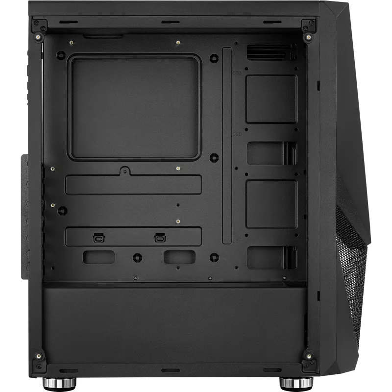 Obudowa PC AEROCOOL Zauron Midi Tower Czarna — Midi Tower, okno boczne, obsługa ATX/microATX/Mini-ITX, maks. GPU 32,5 cm, wysokość chłodzenia CPU 166 mm, 2x wnęka 3,5 cala, 4x wnęka 2,5 cala