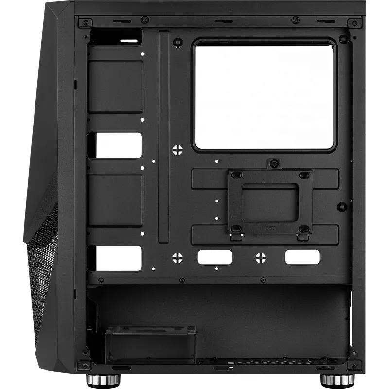 Obudowa PC AEROCOOL Zauron Midi Tower Czarna — Midi Tower, okno boczne, obsługa ATX/microATX/Mini-ITX, maks. GPU 32,5 cm, wysokość chłodzenia CPU 166 mm, 2x wnęka 3,5 cala, 4x wnęka 2,5 cala