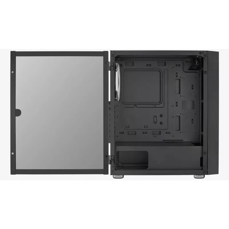 Obudowa PC Midi Tower AEROCOOL Graphite‑G‑BK‑v2 — Czarna, ATX/Micro‑ATX/Mini‑ITX, przód 2×140 mm + tył 1×140 mm