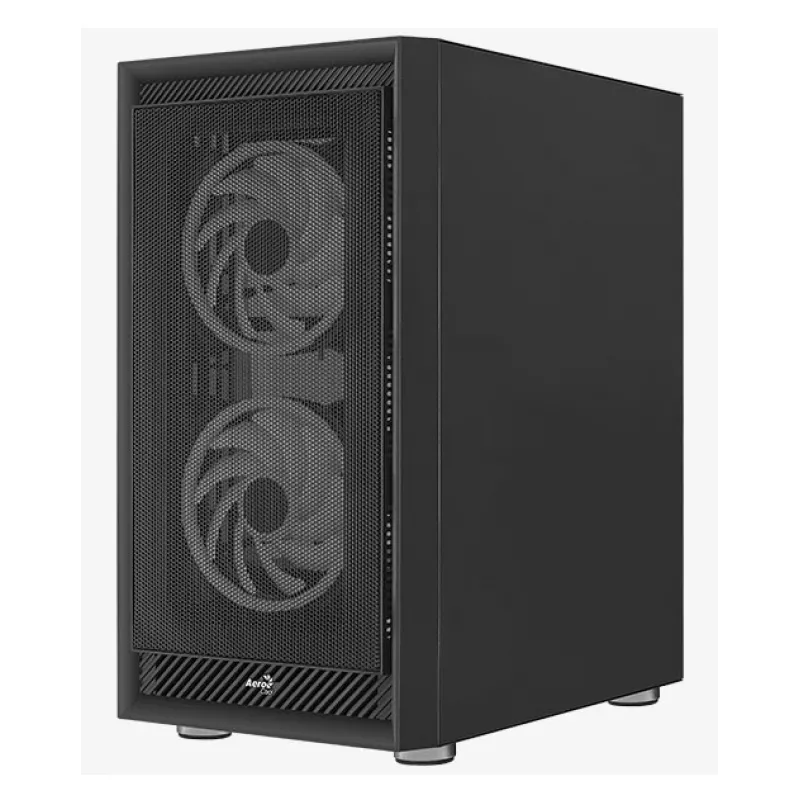 Obudowa PC Midi Tower AEROCOOL Graphite‑G‑BK‑v2 — Czarna, ATX/Micro‑ATX/Mini‑ITX, przód 2×140 mm + tył 1×140 mm