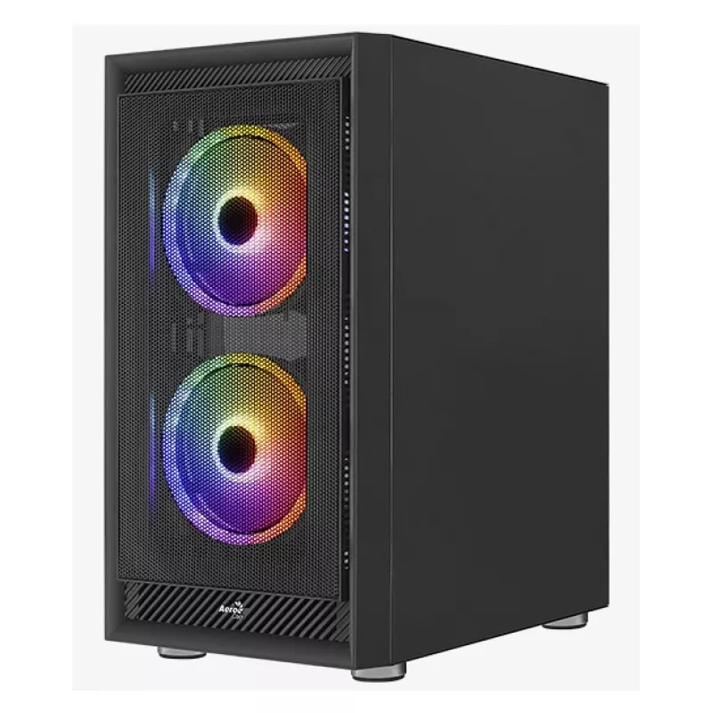 Obudowa PC Midi Tower AEROCOOL Graphite‑G‑BK‑v2 — Czarna, ATX/Micro‑ATX/Mini‑ITX, przód 2×140 mm + tył 1×140 mm