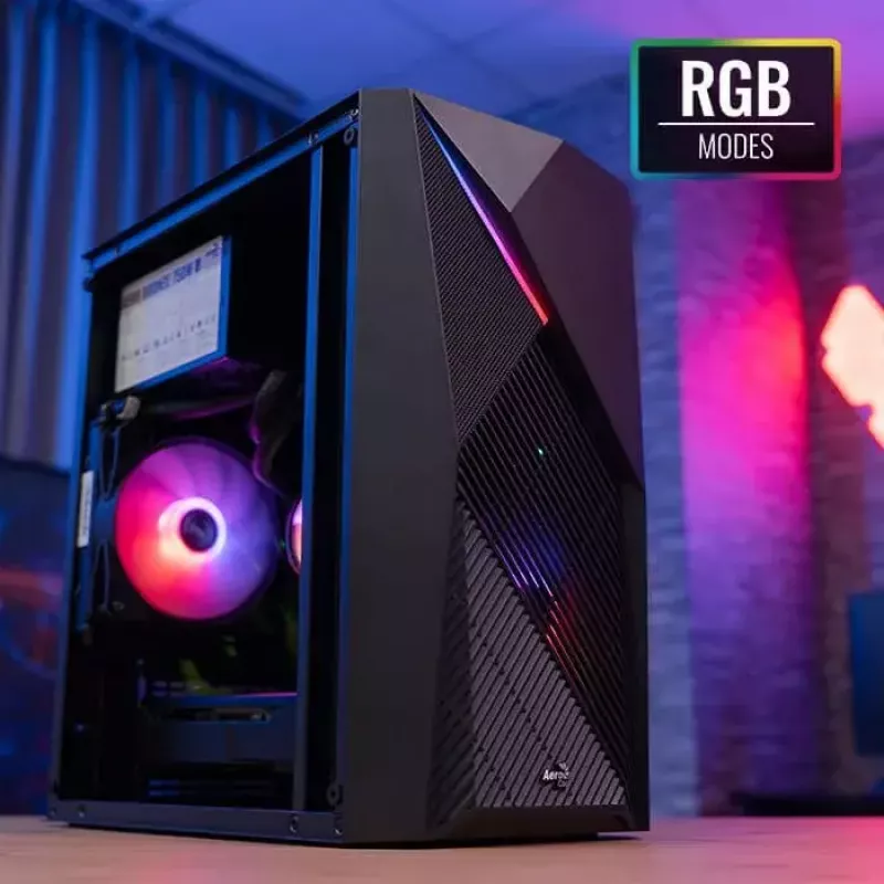Obudowa PC AEROCOOL Raider Mini G V3 Mini-ITX / microATX, czarna, okno boczne, zielone LED, maks. GPU 285 mm, chłodzenie CPU 159 mm
