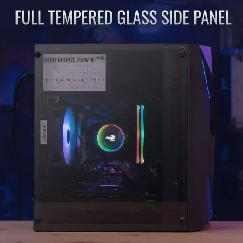 Obudowa PC AEROCOOL Raider Mini G V3 Mini-ITX / microATX, czarna, okno boczne, zielone LED, maks. GPU 285 mm, chłodzenie CPU 159 mm