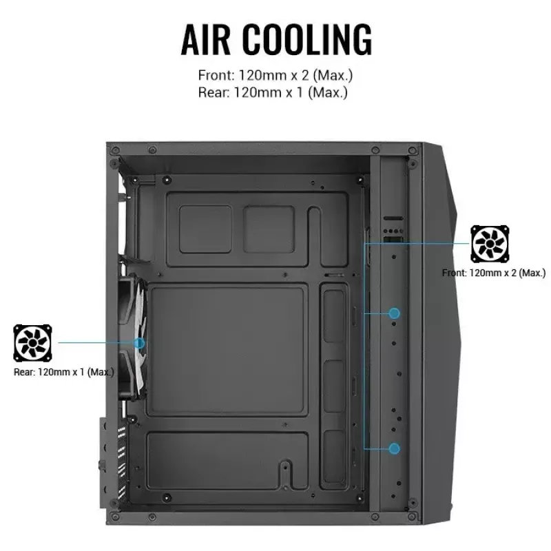 Obudowa PC AEROCOOL Raider Mini G V3 Mini-ITX / microATX, czarna, okno boczne, zielone LED, maks. GPU 285 mm, chłodzenie CPU 159 mm