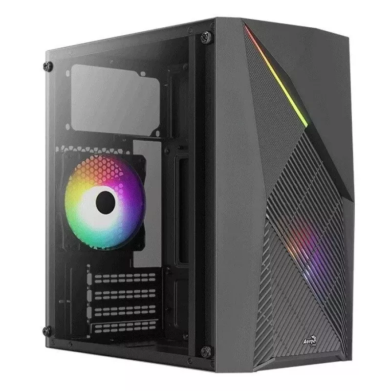 Obudowa PC AEROCOOL Raider Mini G V3 Mini-ITX / microATX, czarna, okno boczne, zielone LED, maks. GPU 285 mm, chłodzenie CPU 159 mm