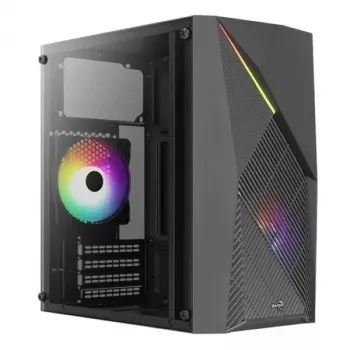 Obudowa PC AEROCOOL Raider Mini G V3 Mini-ITX / microATX, czarna, okno boczne, zielone LED, maks. GPU 285 mm, chłodzenie CPU 159 mm