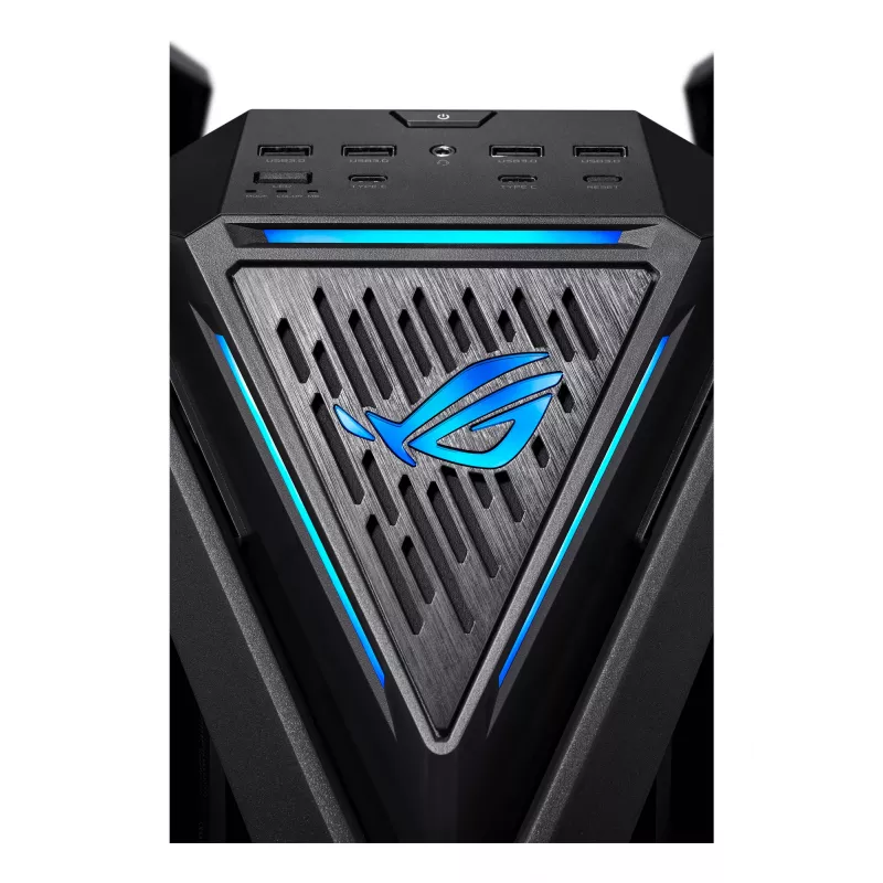 Obudowa PC ASUS ROG Hyperion GR701 BTF Edition Tower — czarna, szkło hartowane, obsługa E-ATX/ATX/microATX, GPU 46 cm, chłodnica górna 420 mm