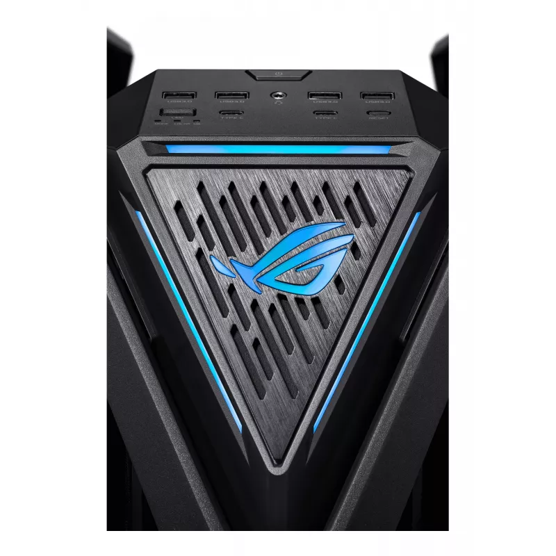 Obudowa PC ASUS ROG Hyperion GR701 BTF Edition Tower — czarna, szkło hartowane, obsługa E-ATX/ATX/microATX, GPU 46 cm, chłodnica górna 420 mm
