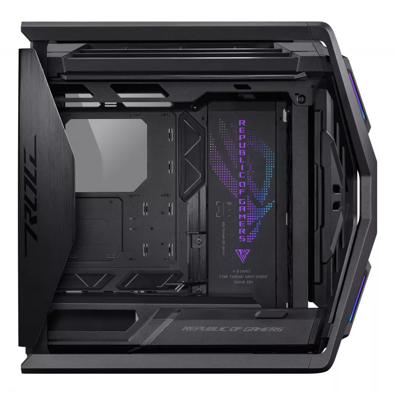 Obudowa PC ASUS ROG Hyperion GR701 BTF Edition Tower — czarna, szkło hartowane, obsługa E-ATX/ATX/microATX, GPU 46 cm, chłodnica górna 420 mm