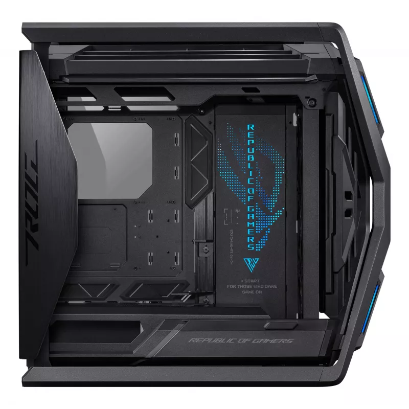 Obudowa PC ASUS ROG Hyperion GR701 BTF Edition Tower — czarna, szkło hartowane, obsługa E-ATX/ATX/microATX, GPU 46 cm, chłodnica górna 420 mm